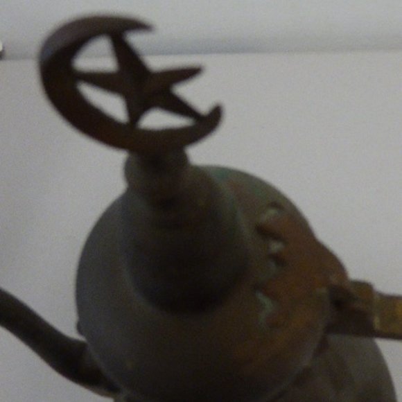 Antique middle eastern metal copper brass coffee tea pot tall hand made 14.5" - Picture 11 of 13